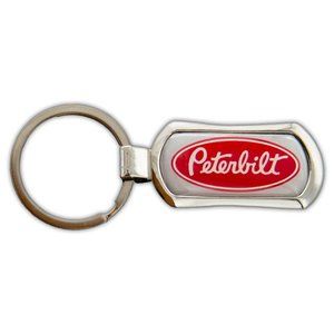 NEW - Peterbilt Trucks Metal Chrome Keychain Key Tag FOB - semi, great gift!